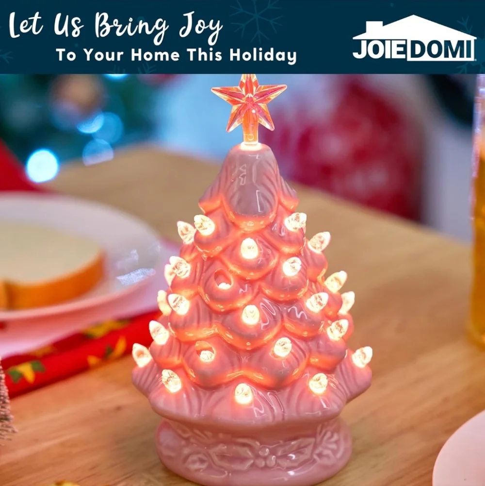 Kohl's Pink Ceramic Holiday Tree with Star Topper